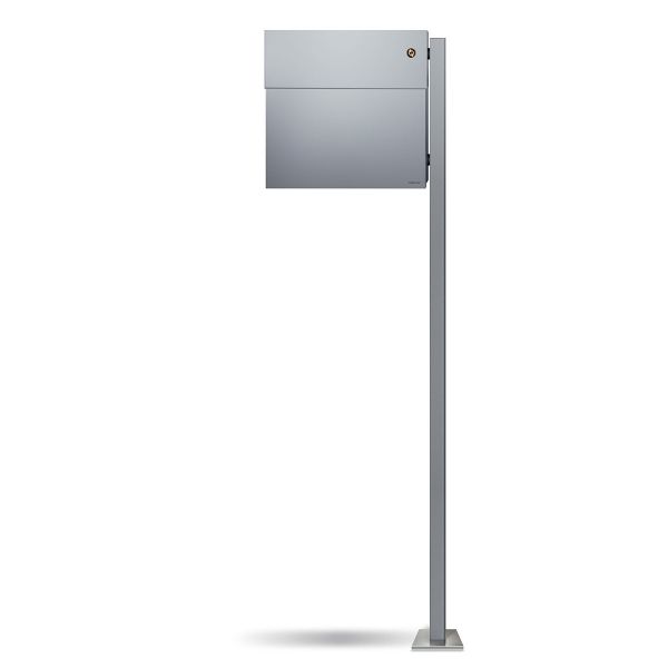 Standbriefkasten Letterman 4K silber inkl. LED Licht und Klingel orange