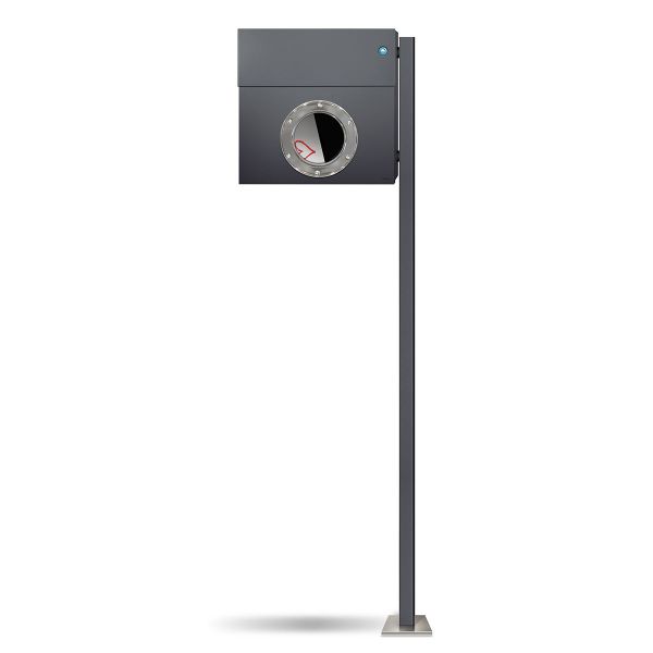 Standbriefkasten Letterman 1K Anthrazit mit Klingel blau