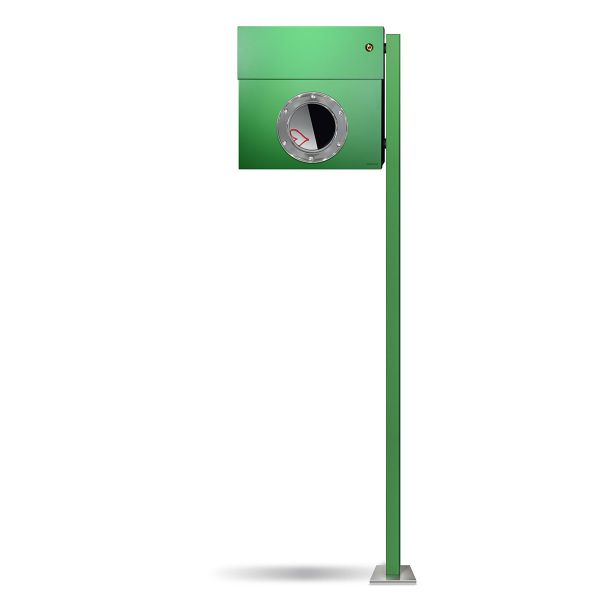 Standbriefkasten Letterman 1K grün inkl. LED Licht und Klingel orange
