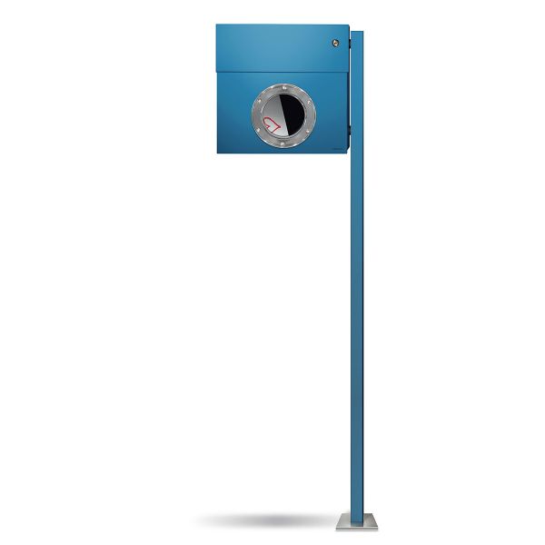 Standbriefkasten Letterman 1K blau inkl. LED Licht und Klingel orange