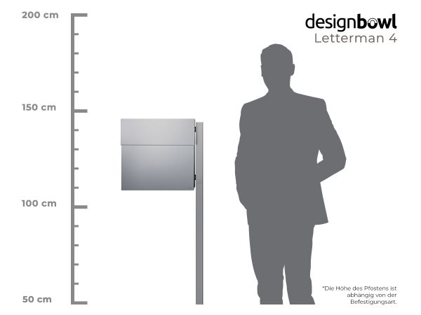 Letterman 4 mit Pfosten Silber Größenverhältnis