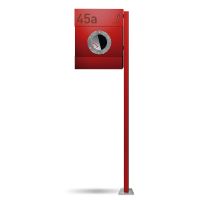 Letterman 2K Briefkasten Rot mit Bullauge und Klingel mit Gravur Letterman 2K Briefkasten Rot mit Bullauge und Klingel mit Gravur