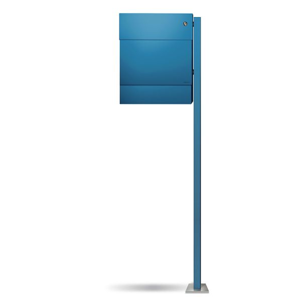 Standbriefkasten Letterman 5K blau mit Klingel orange