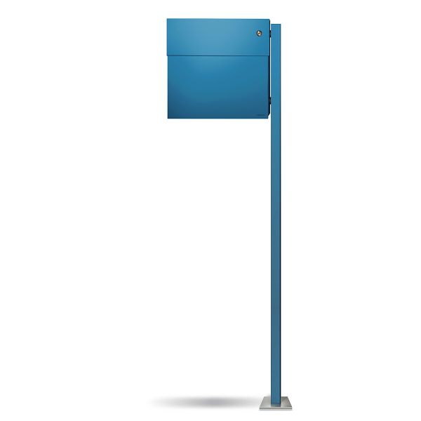 Standbriefkasten Letterman 4K blau inkl. LED Licht und Klingel orange