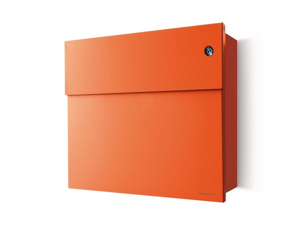 Letterman 4 Briefkasten Orange mit Klingel Blau