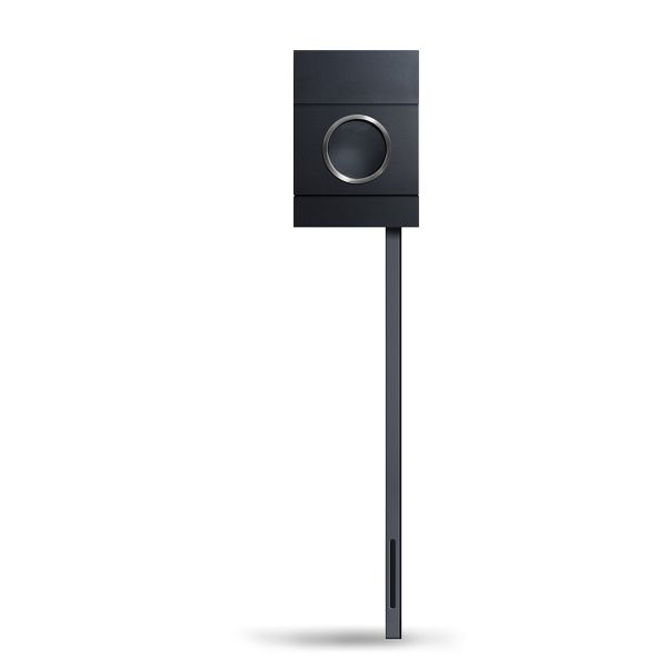 Standbriefkasten Letterman MB mit markantem Bullauge und LED-Licht in Schwarz