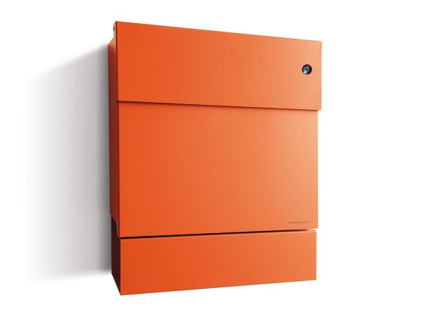 Letterman 5 Briefkasten Orange mit Klingel Blau