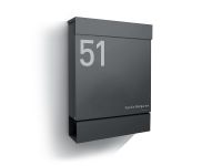 Letterman M Briefkasten Anthrazit mit Gravur und Zeitungsrolle Letterman M Briefkasten Anthrazit mit Gravur und Zeitungsrolle